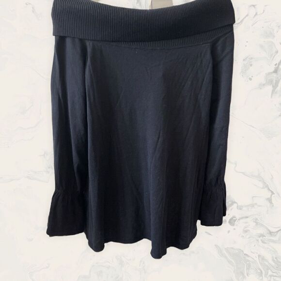 CeCe Off-the-Shoulder Ruffle Long Sleeve Sweater - size L - Black - Picture 3 of 6
